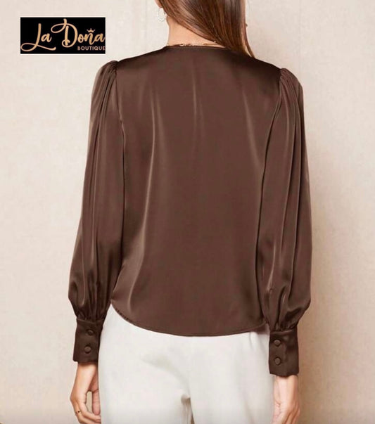Blusa satén café
