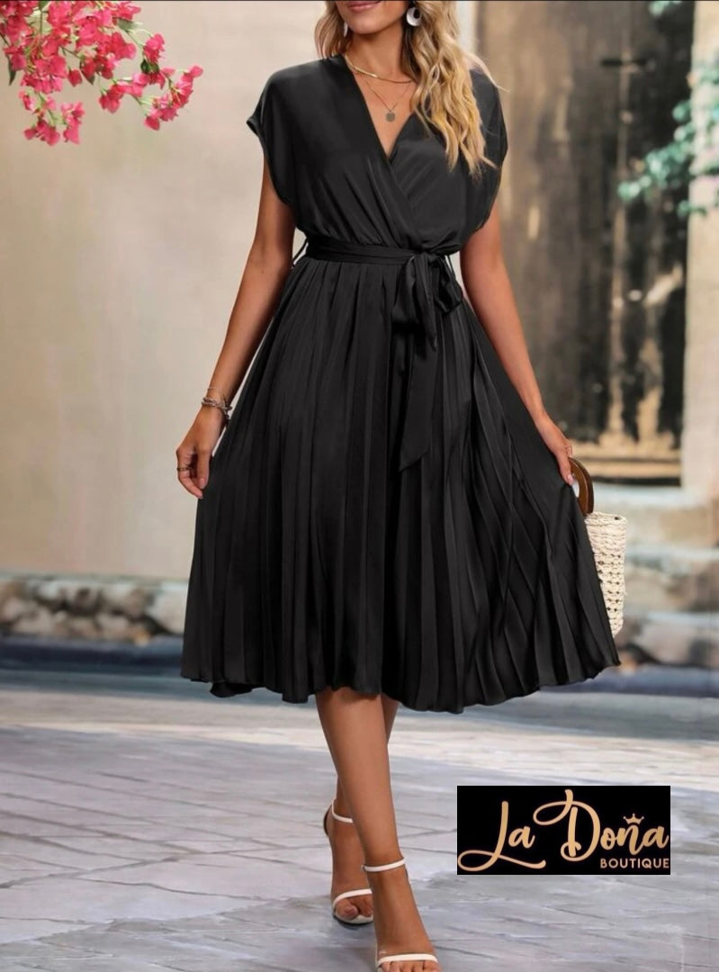 Vestido saten con tablas