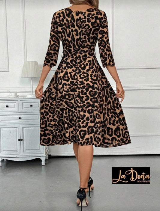 Vestido midi leopardo