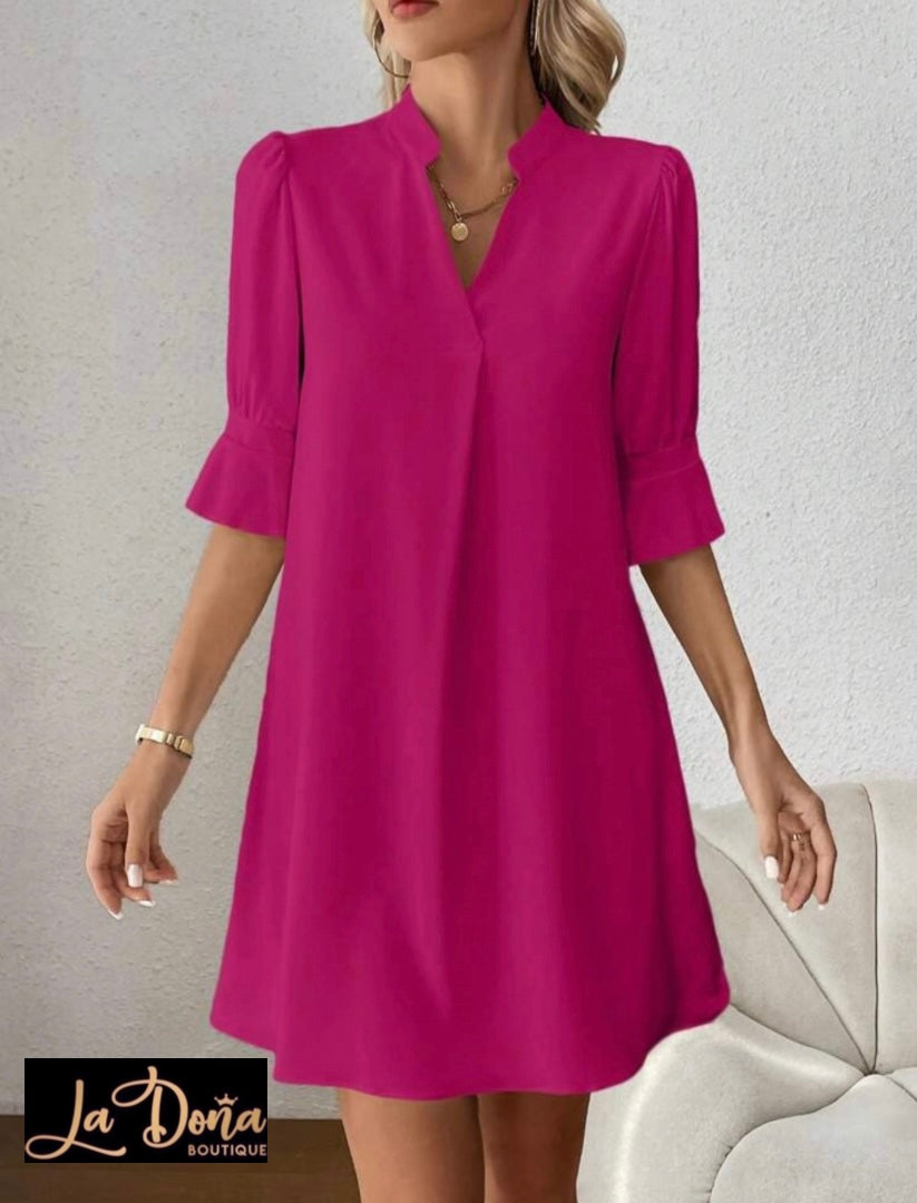 Vestido corto suelto con manga