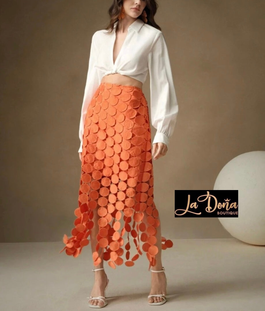 Falda midi círculos