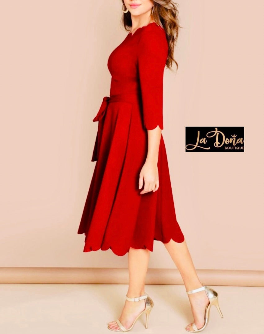 Vestido midi manga 3/4