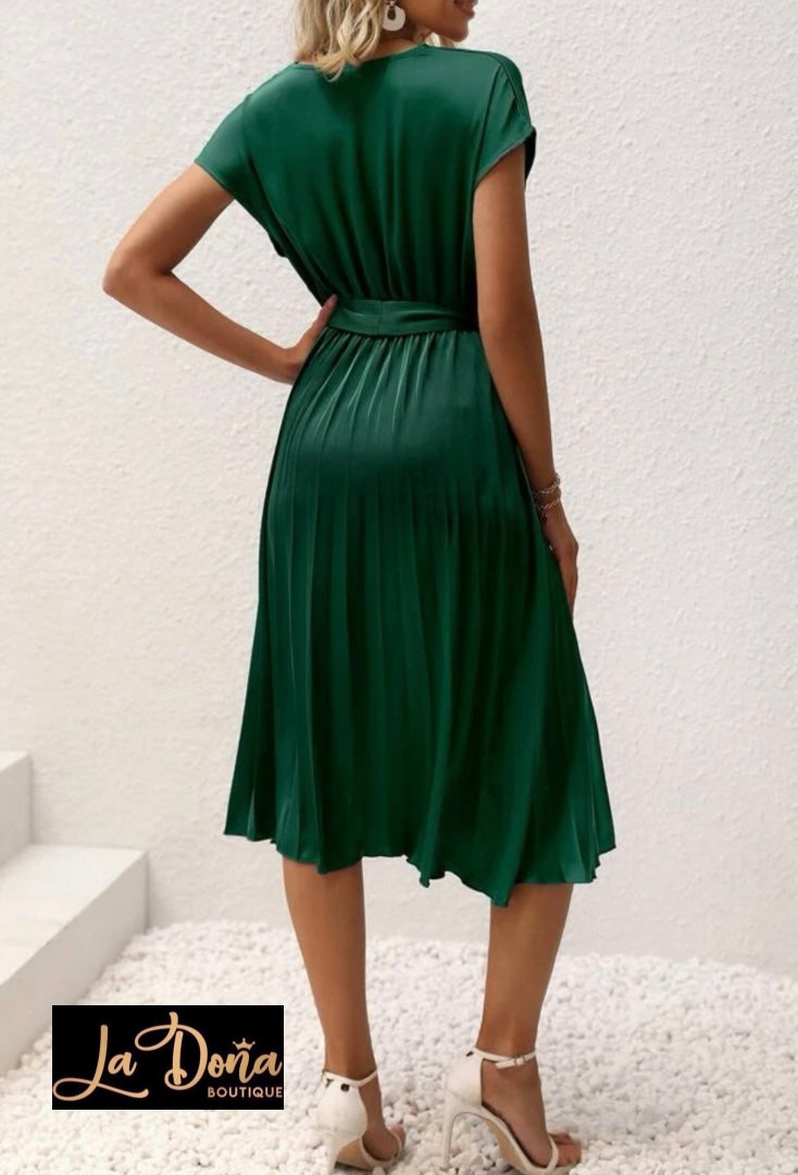 Vestido saten con tablas