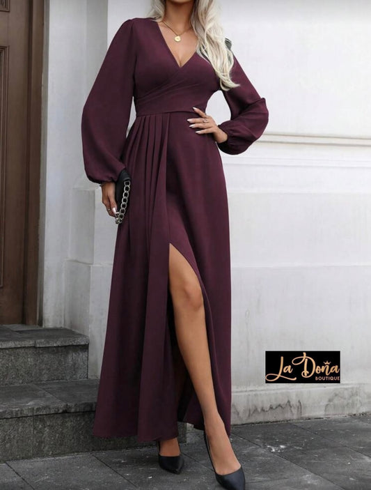 Vestido largo color vino
