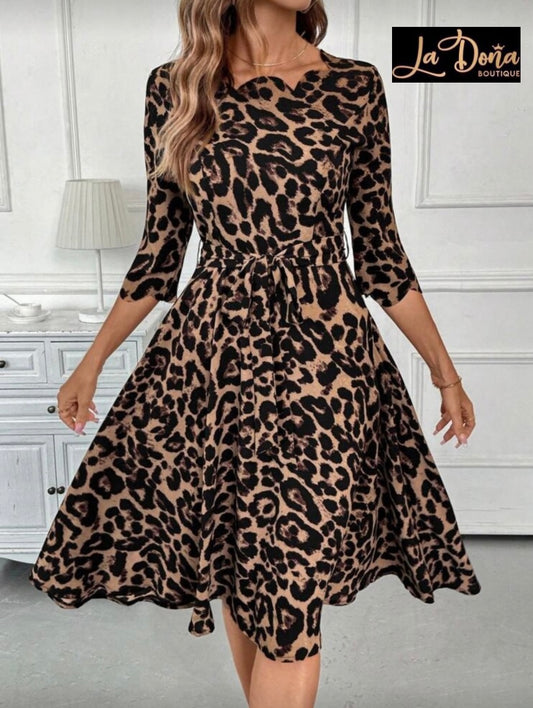 Vestido midi leopardo