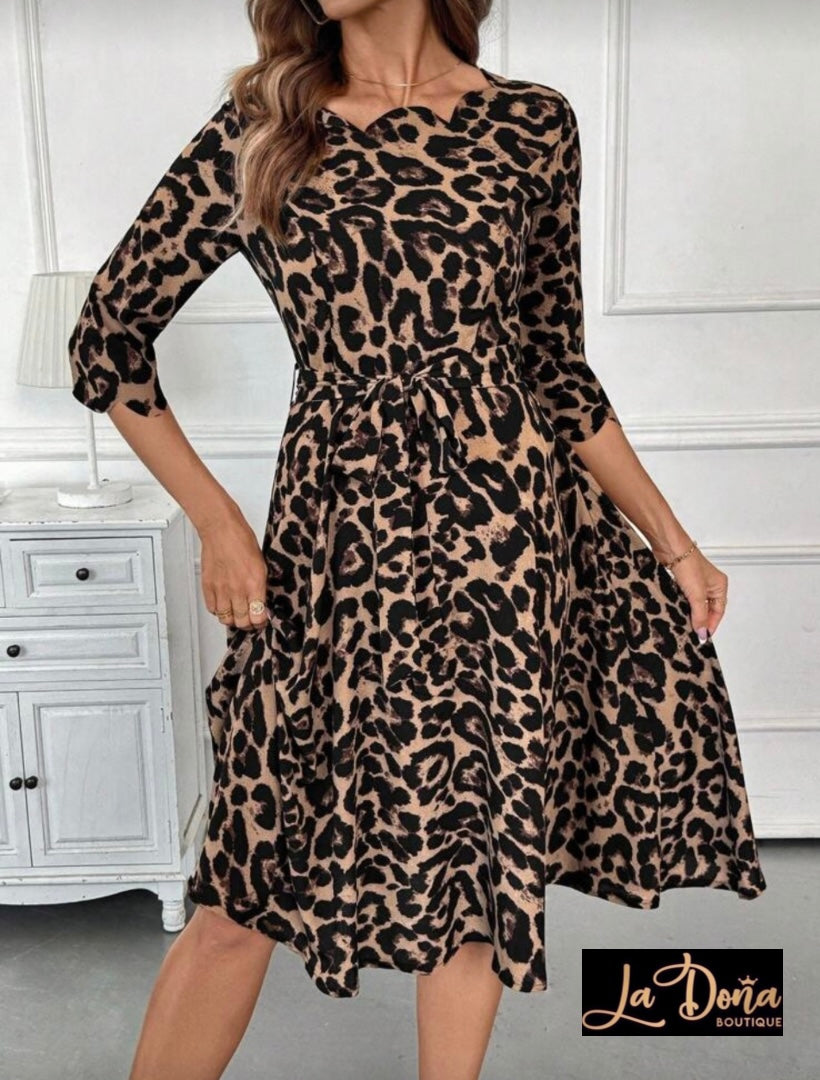 Vestido midi leopardo