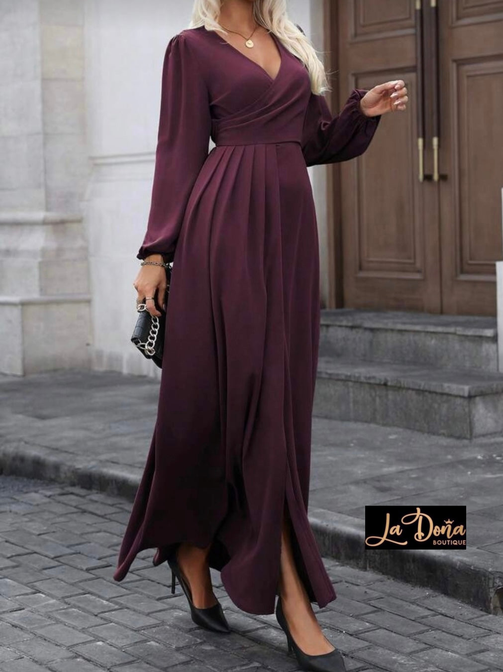 Vestido largo color vino