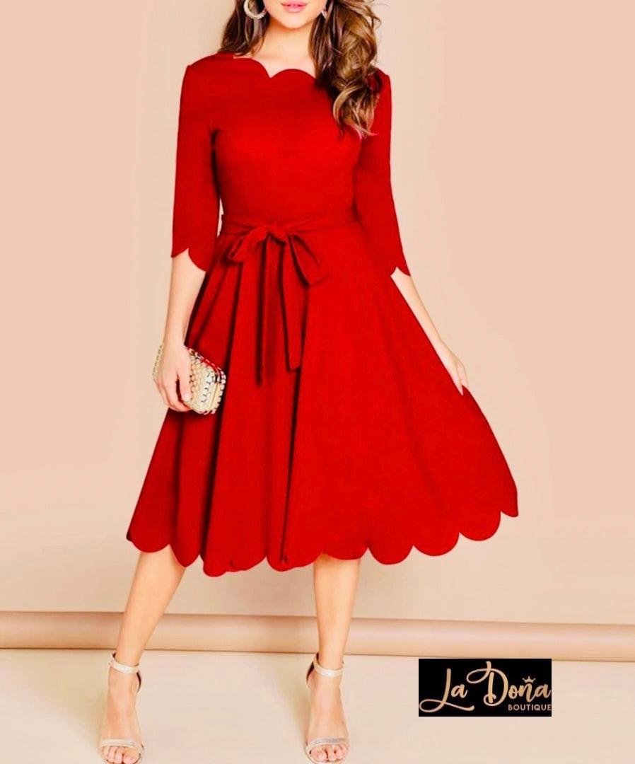 Vestido midi manga 3/4
