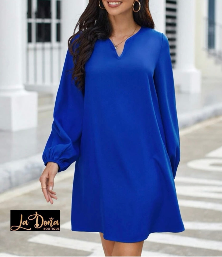 Vestido azul rey corto suelto
