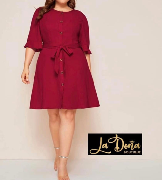 Vestido guinda botones
