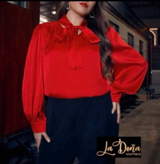 Blusa rojo con moño