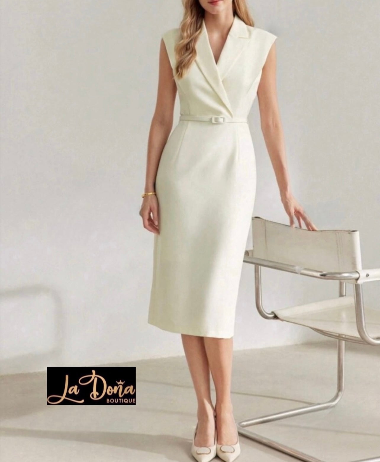 Vestido midi albaricoque