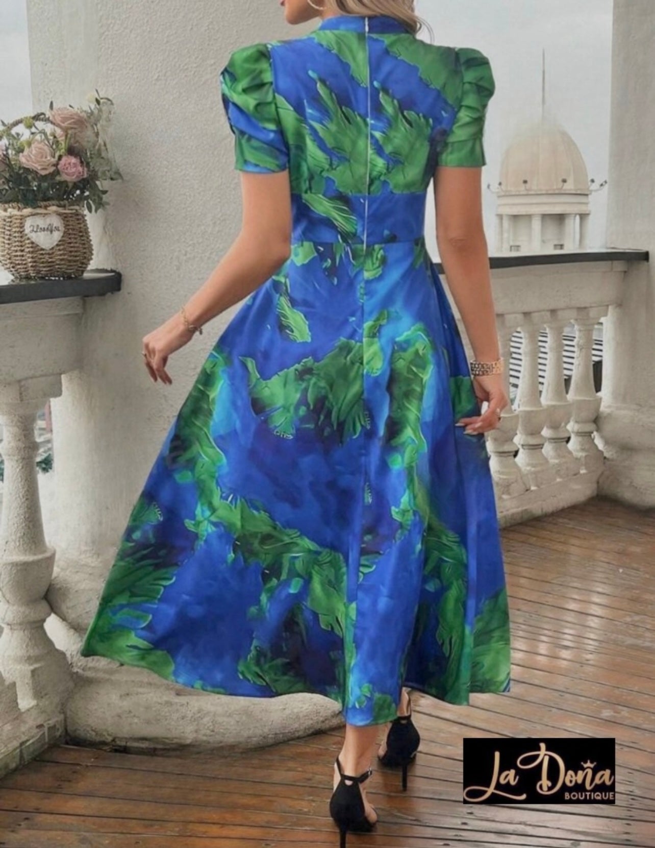Vestido estampado midi