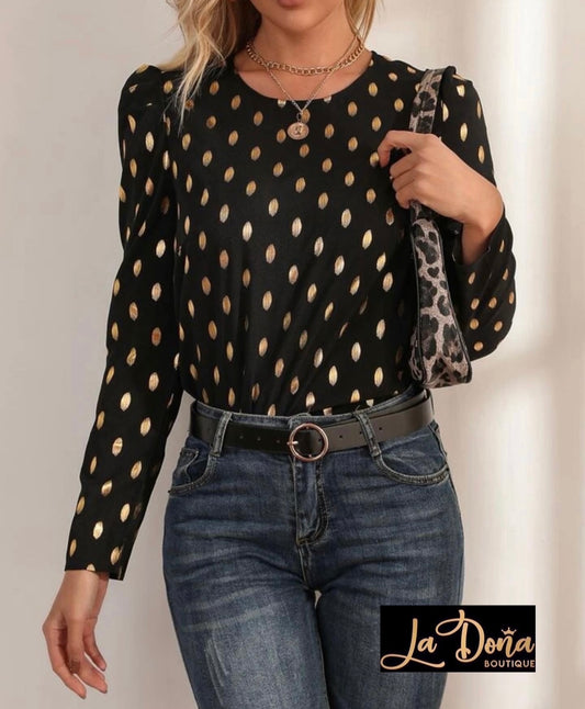 Blusa con óvalos dorados