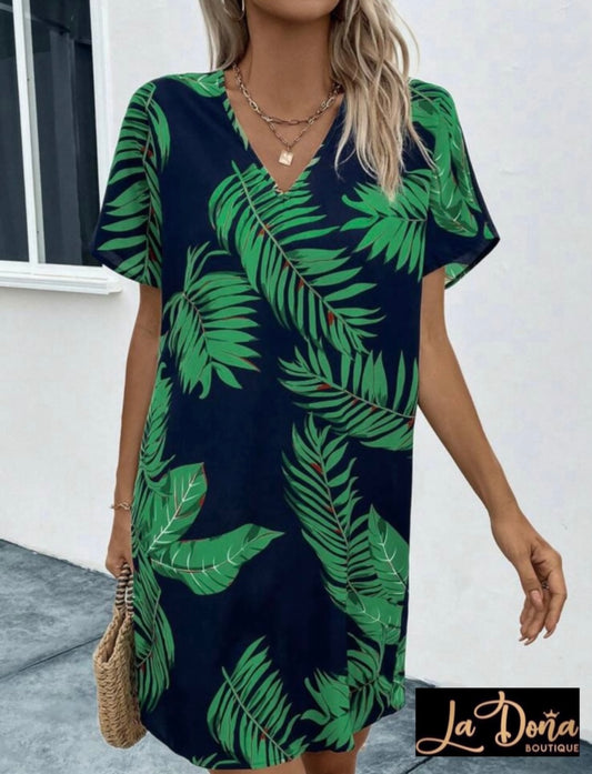 Vestido estampado tropical