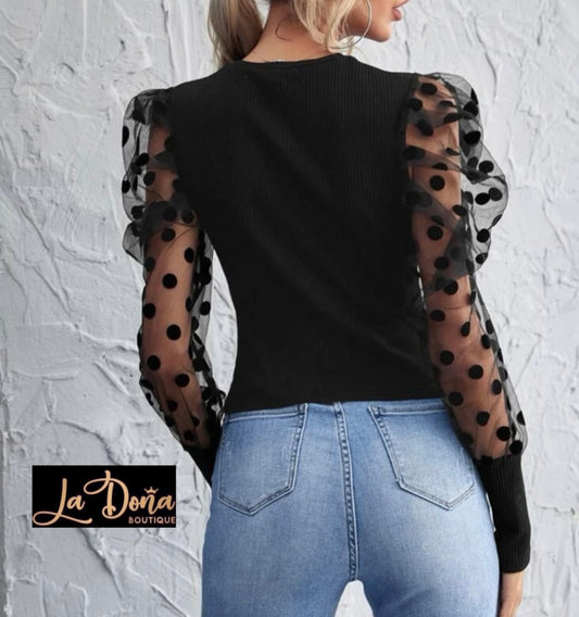 Blusa canale con manga lunares