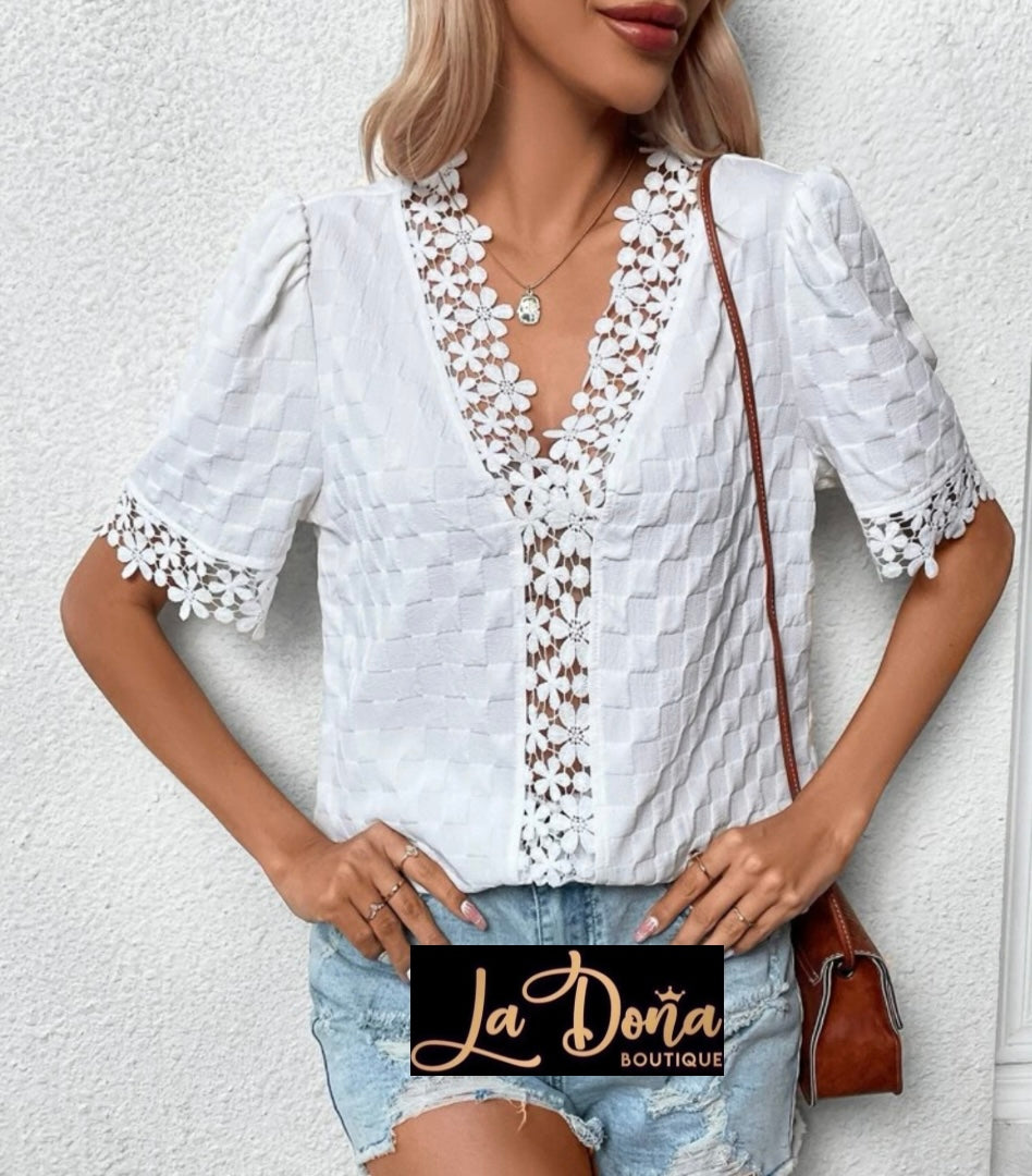 Blusa blanca encaje