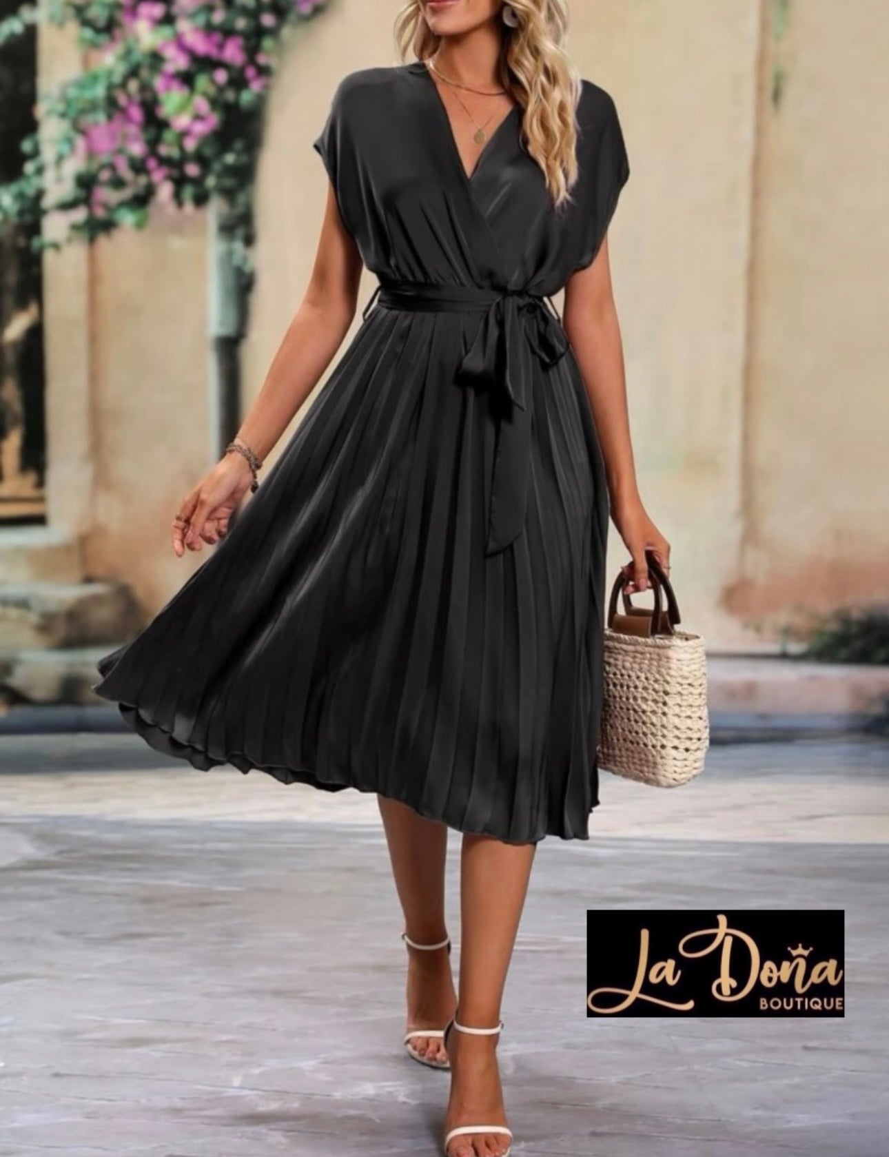 Vestido satén midi tablas