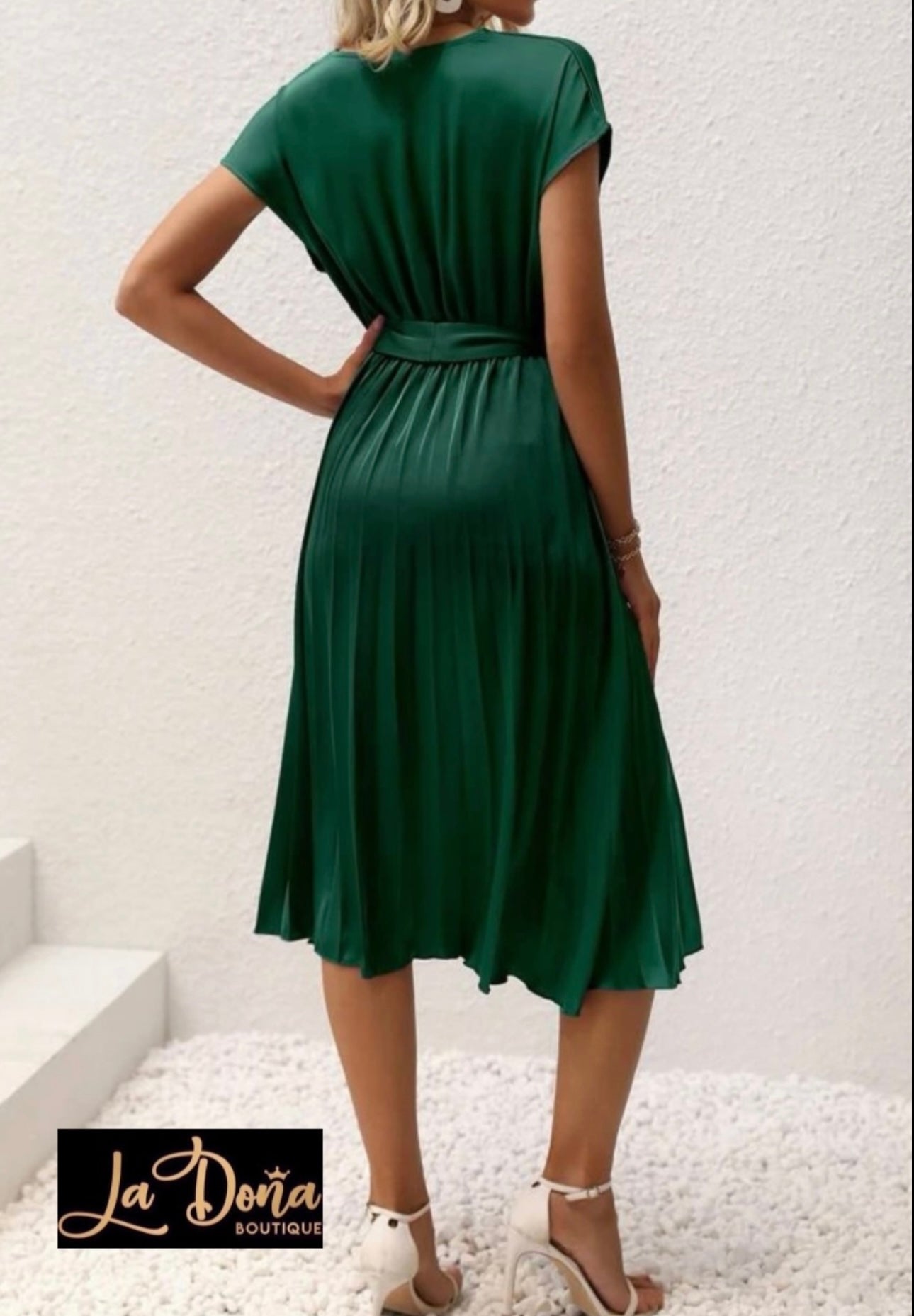 Vestido satén midi tablas