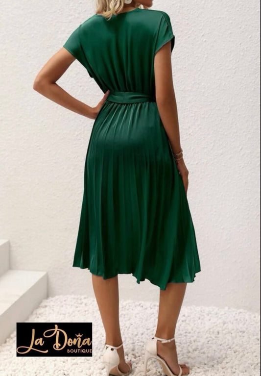 Vestido satén midi tablas