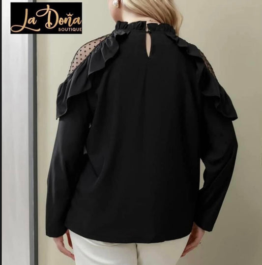 Blusa negra hombros lunares XL
