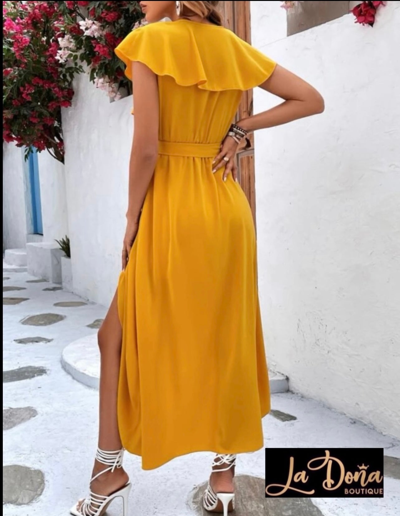Vestido mostaza largo