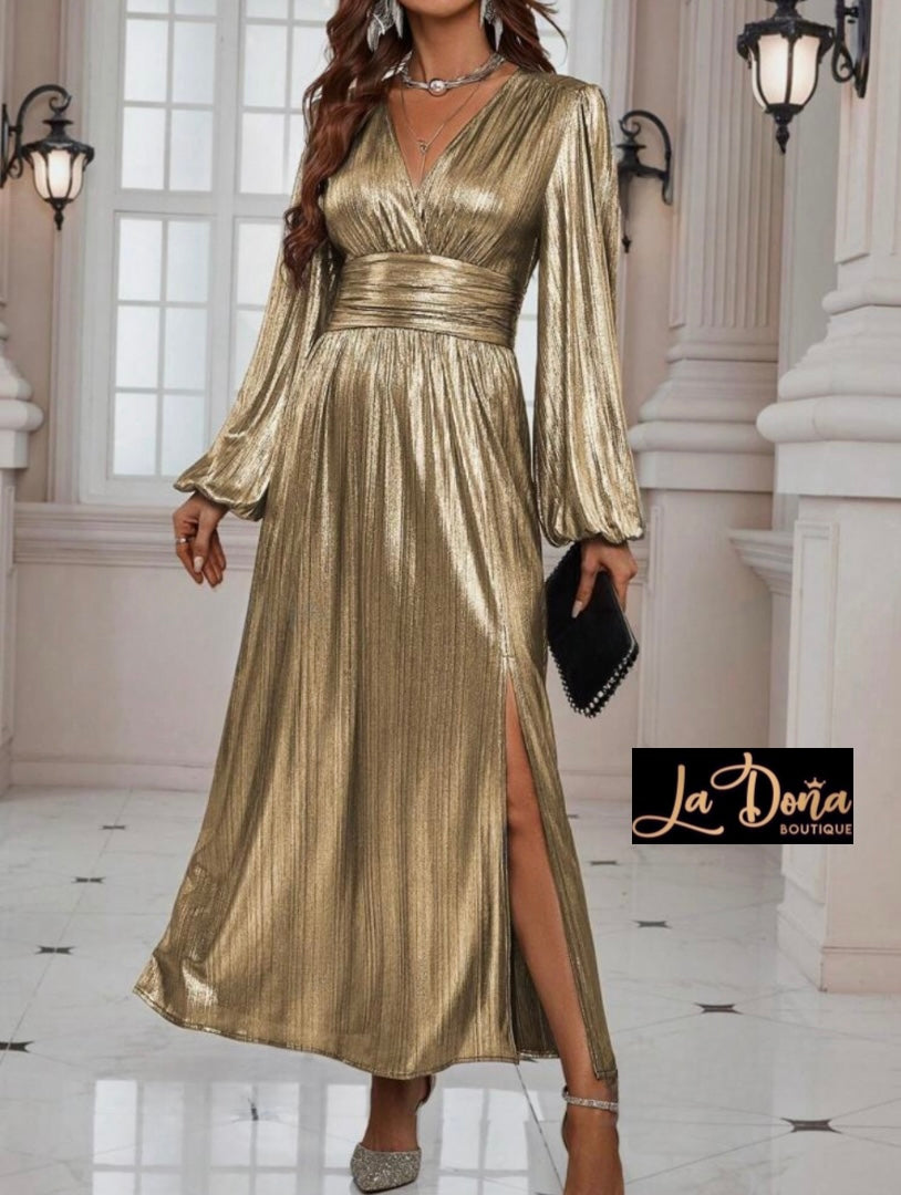 Vestido metalico largo