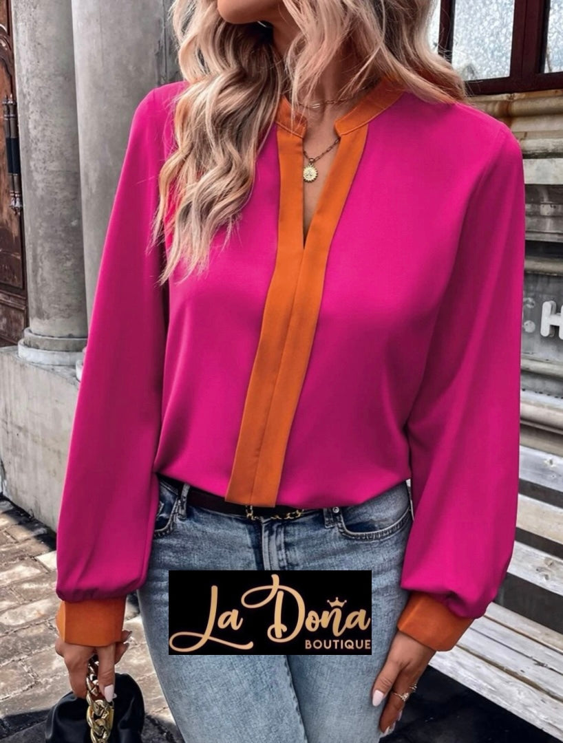 Blusa rosa con naranja