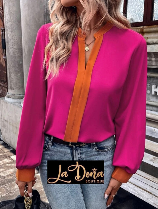 Blusa rosa con naranja