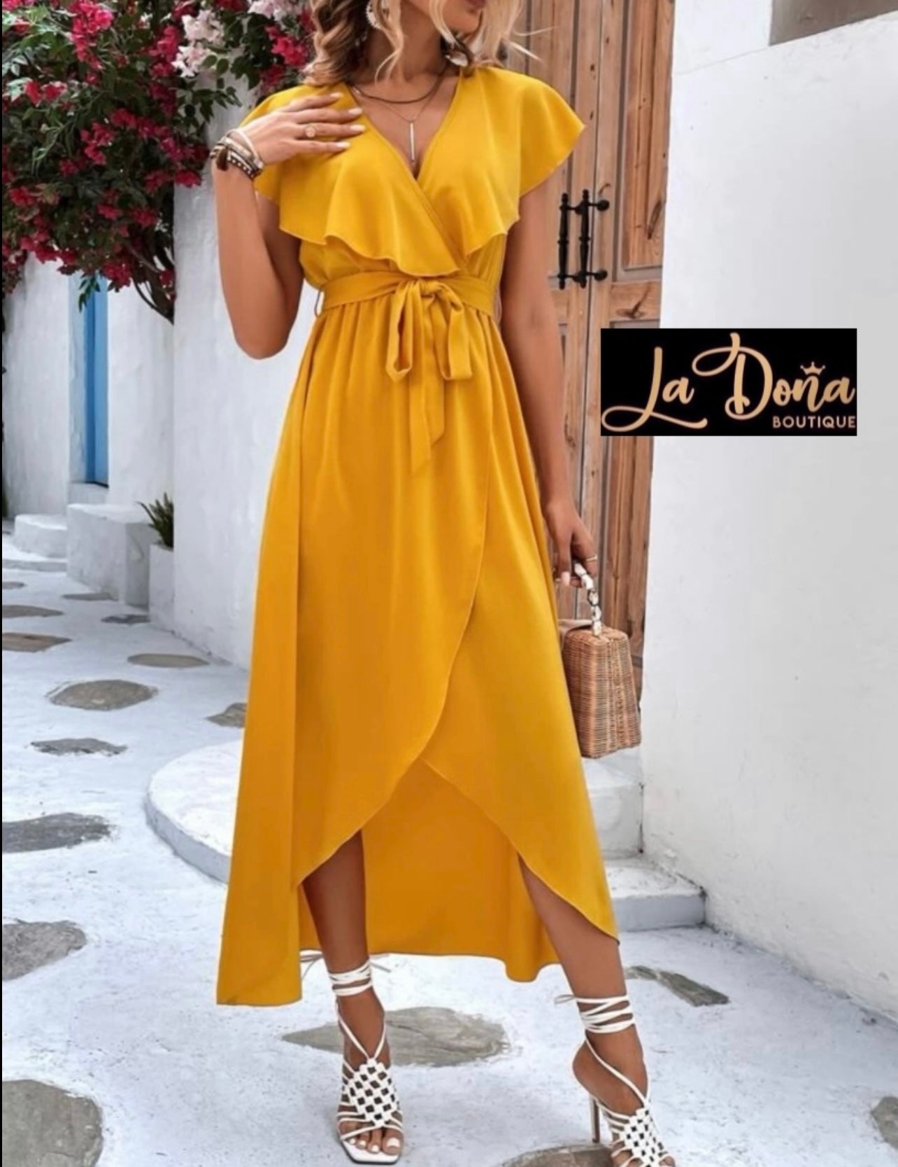 Vestido mostaza largo