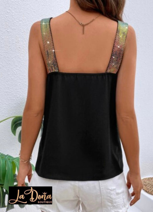 Blusa sin mangas con lentejuelas