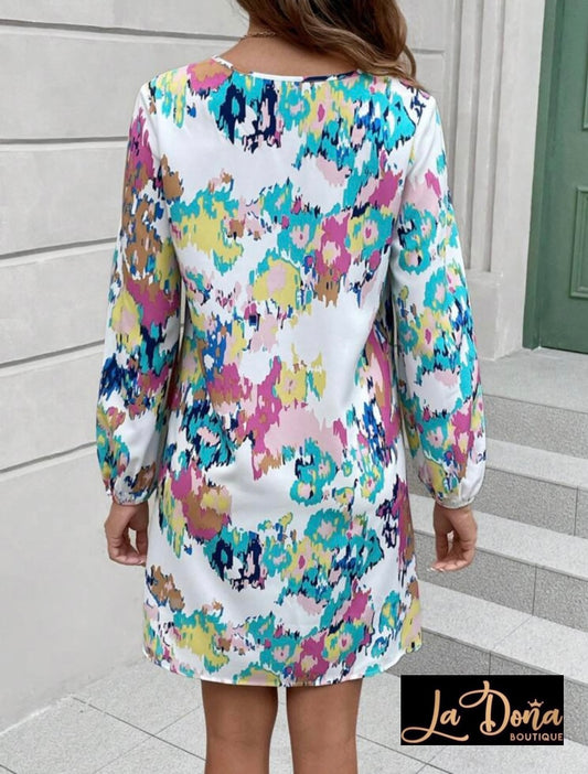 Vestido estampado colores corto suelto