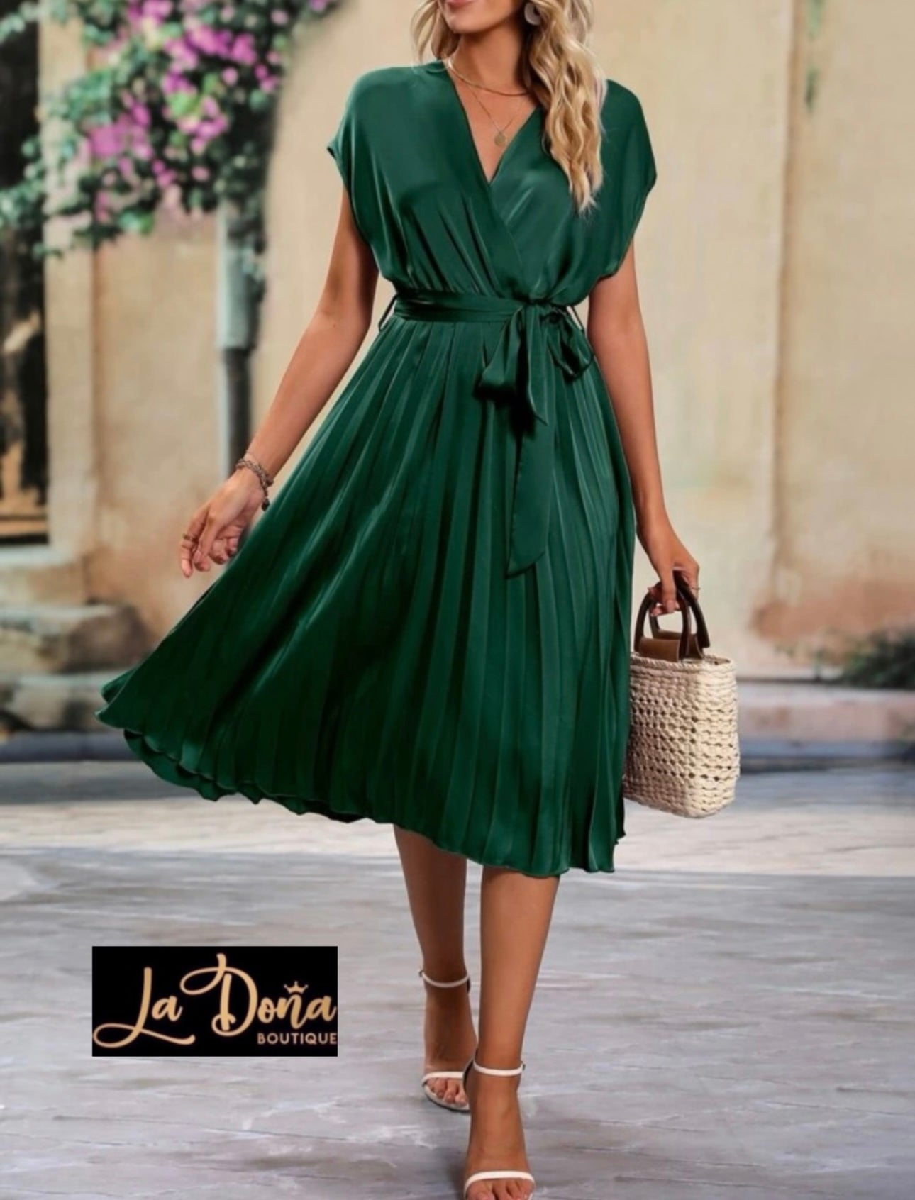 Vestido satén midi tablas