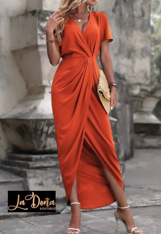 Vestido naranja largo