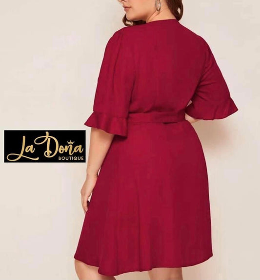 Vestido guinda botones