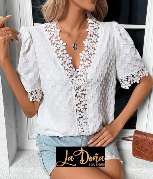 Blusa blanca encaje