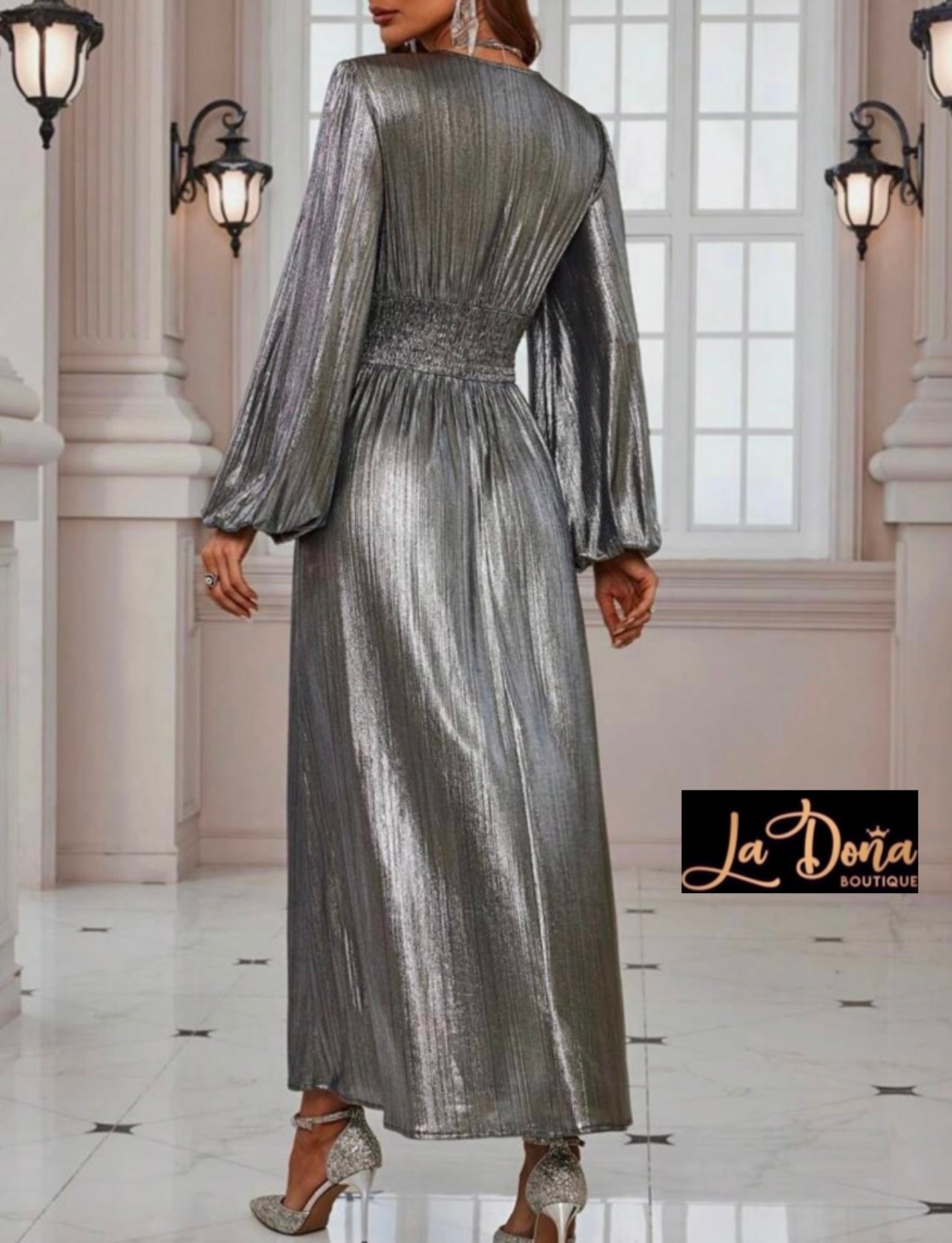 Vestido metalico largo