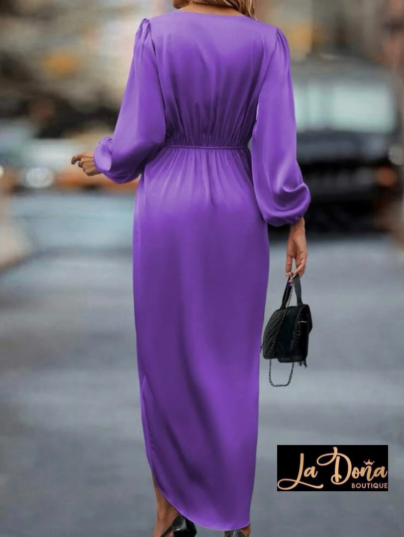 Vestido cruzado satén