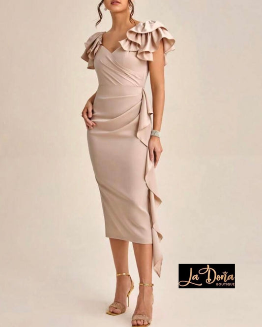 Vestido albaricoque con olanes