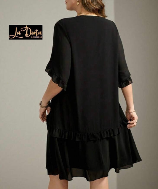 Vestido suelto negro olanes