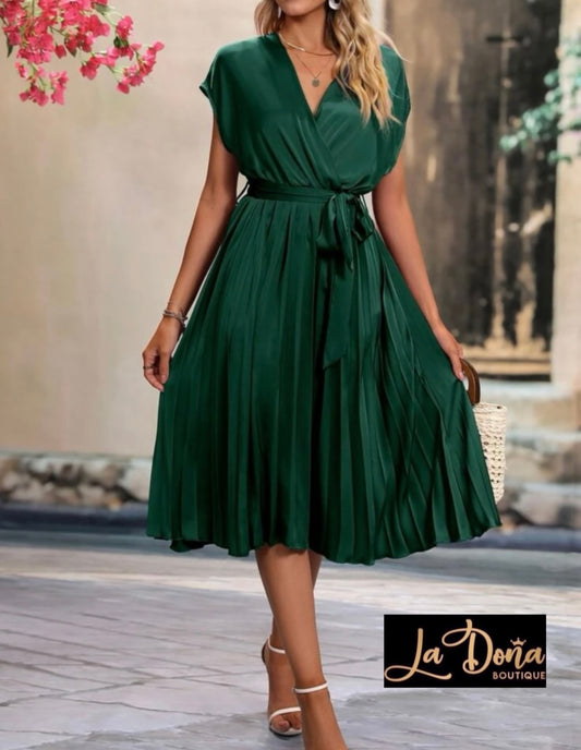 Vestido satén midi tablas