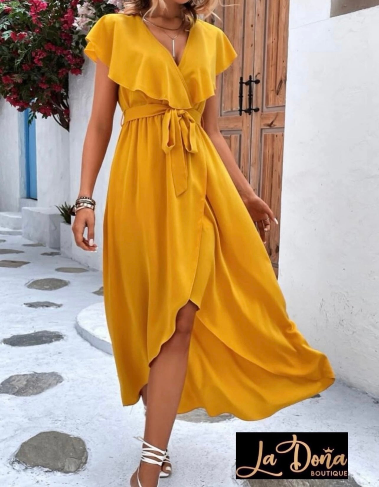 Vestido mostaza largo