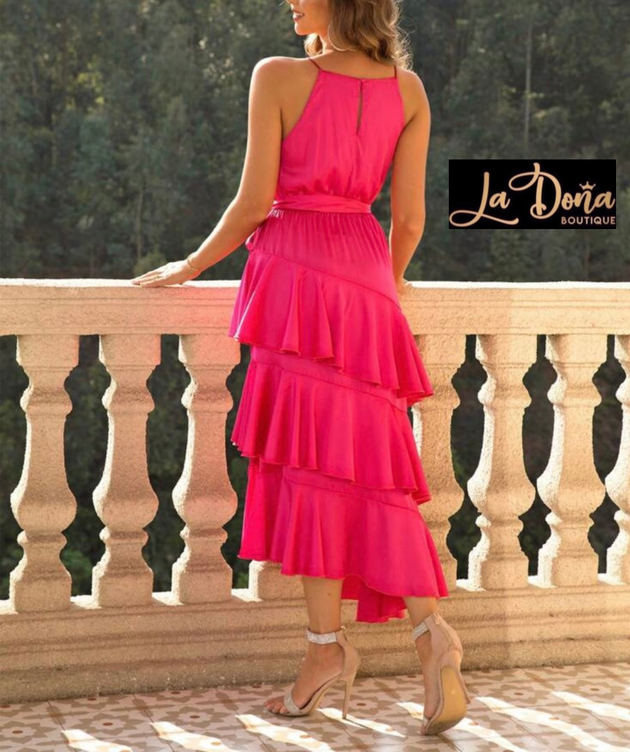 Vestido rosa con Olanes