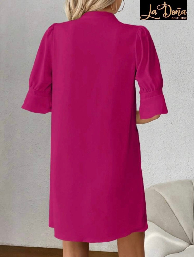 Vestido corto suelto con manga