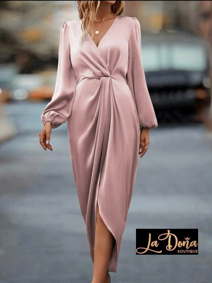 Vestido cruzado satén