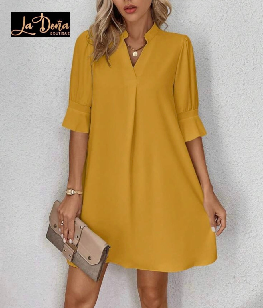 Vestido corto suelto con manga