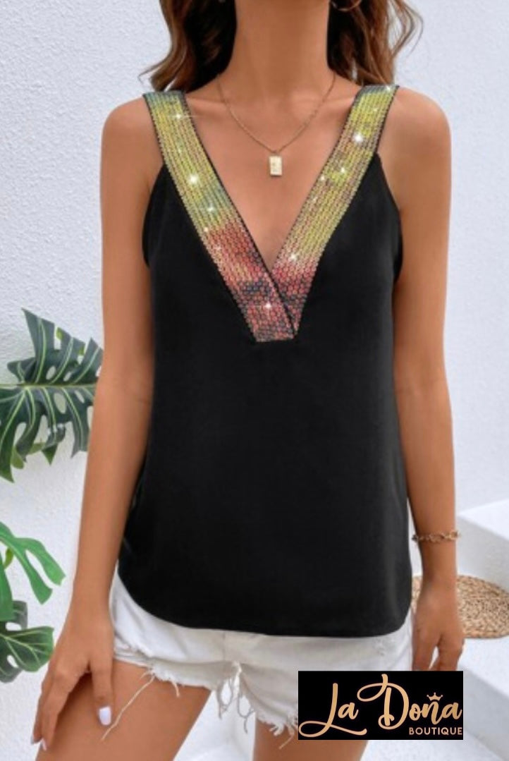 Blusa sin mangas con lentejuelas