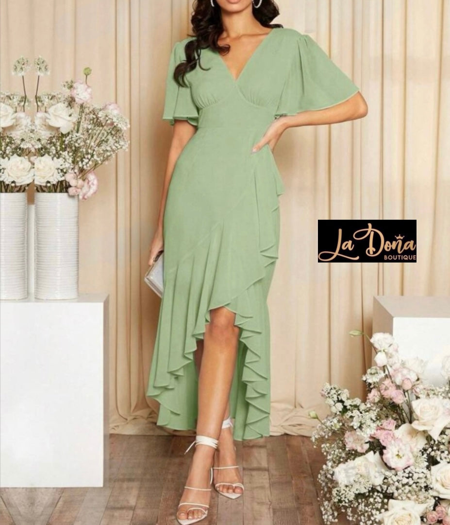 Vestido menta con manga