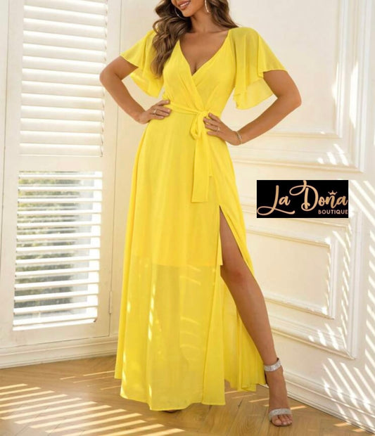 Vestido amarillo largo