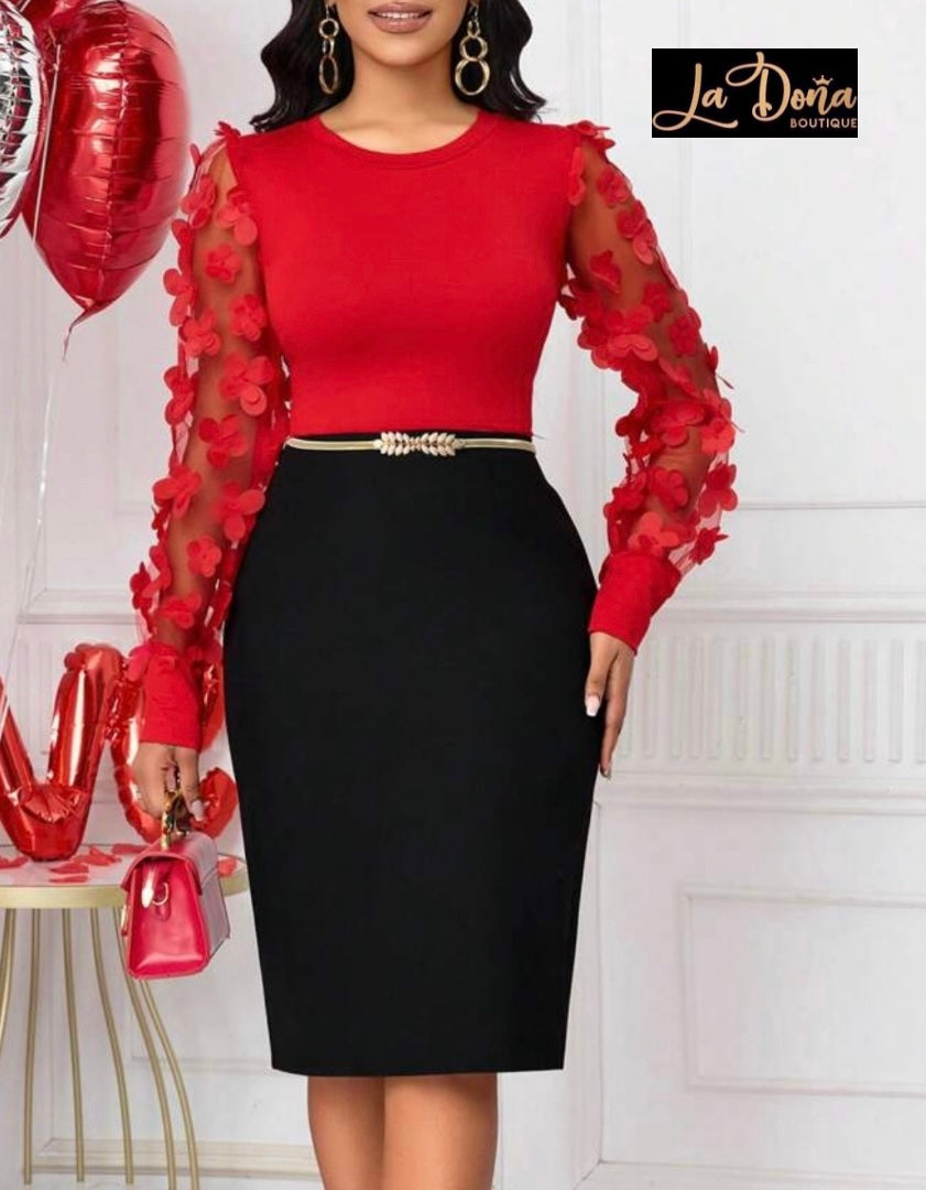 Blusa roja mangas aplique
